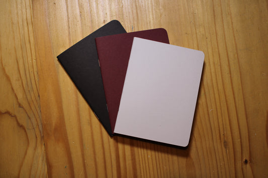 Handmade Pocket Notebook Black Maroon Pink Trio