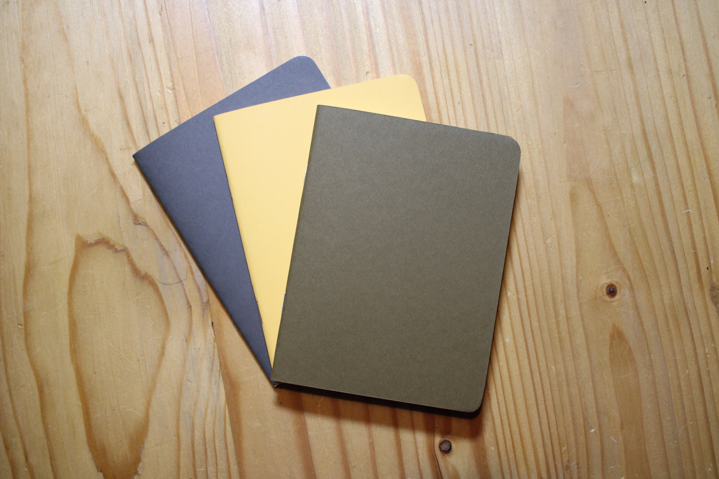 Handmade Pocket Notebook Black Yellow Sage Trio