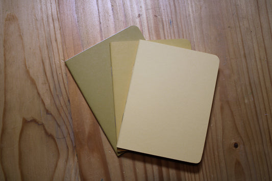 Handmade Pocket Notebook Yellow Tan Gold Trio