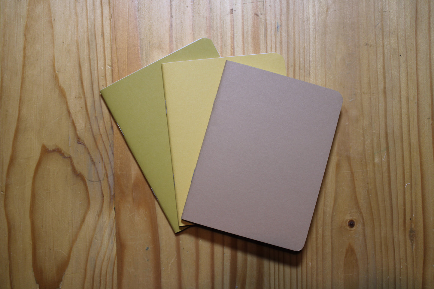 Handmade Pocket Notebook Tan Gold Yellow Trio