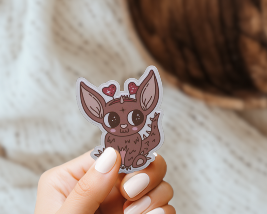 Cute Chupacabra Cryptid Heart Valentines Vinyl Sticker Gift