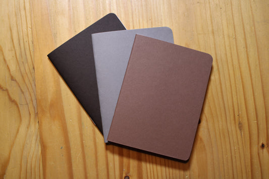 Handmade Pocket Notebook Brown Grey Black Trio