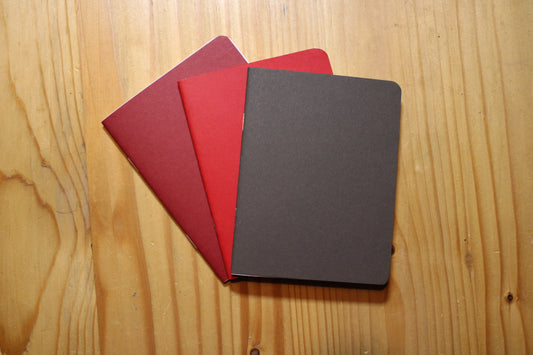 Handmade Pocket Notebook Red Black Trio