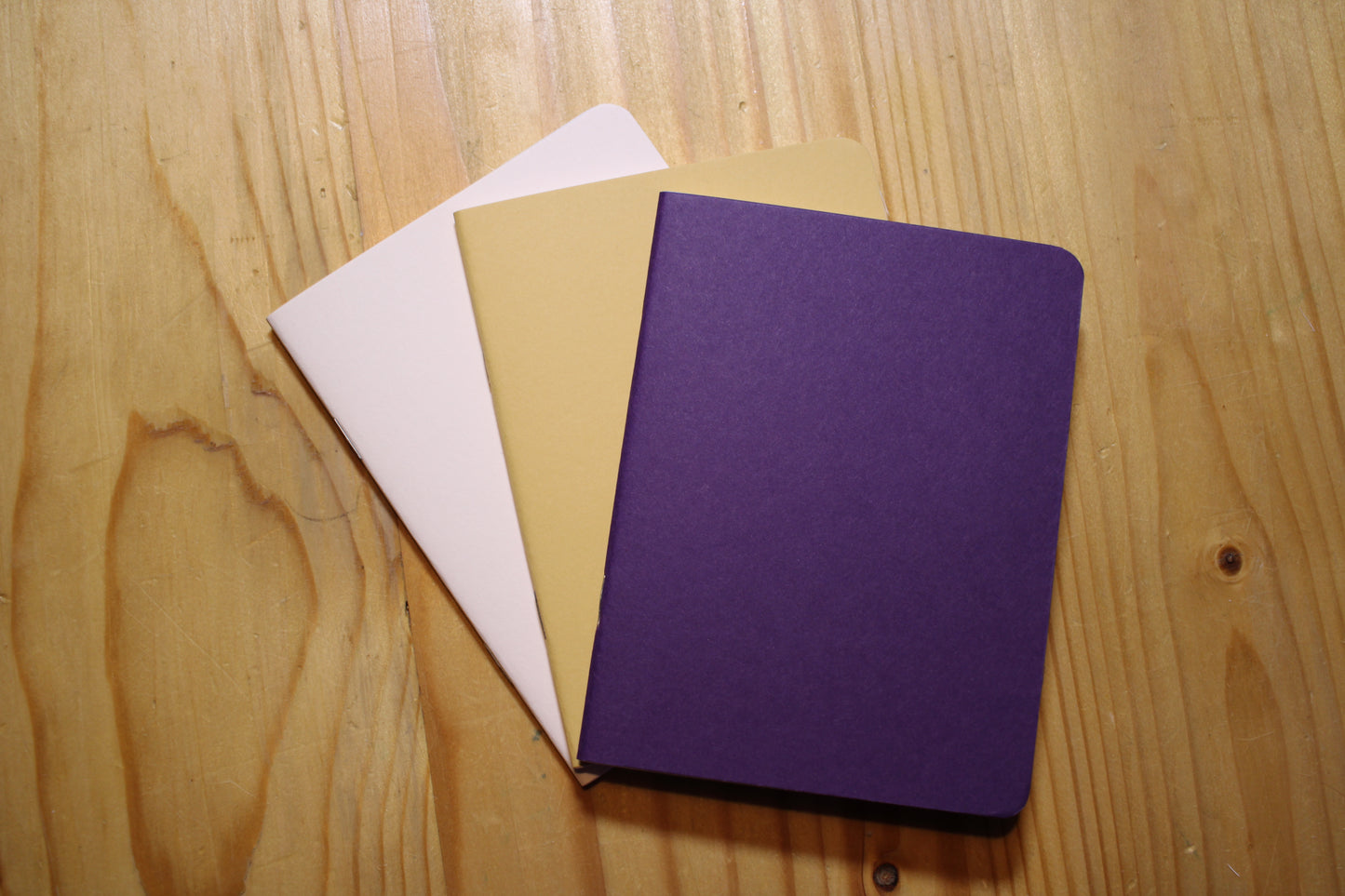 Handmade Pocket Notebook Purple Caramel Cream Trio