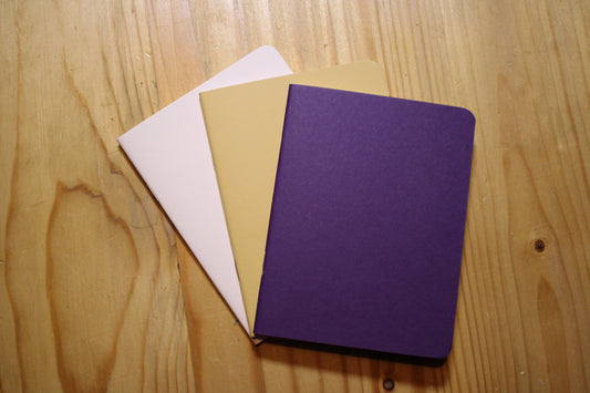 Handmade Pocket Notebook Purple Caramel Cream Trio