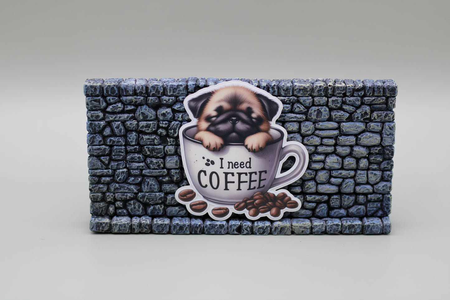 Pug Puppy Needs Coffee Sticker| Dog | Coffee Lover| Tumbler Sticker| Kindle Sticker| Laptop Sticker| Adhesive Art