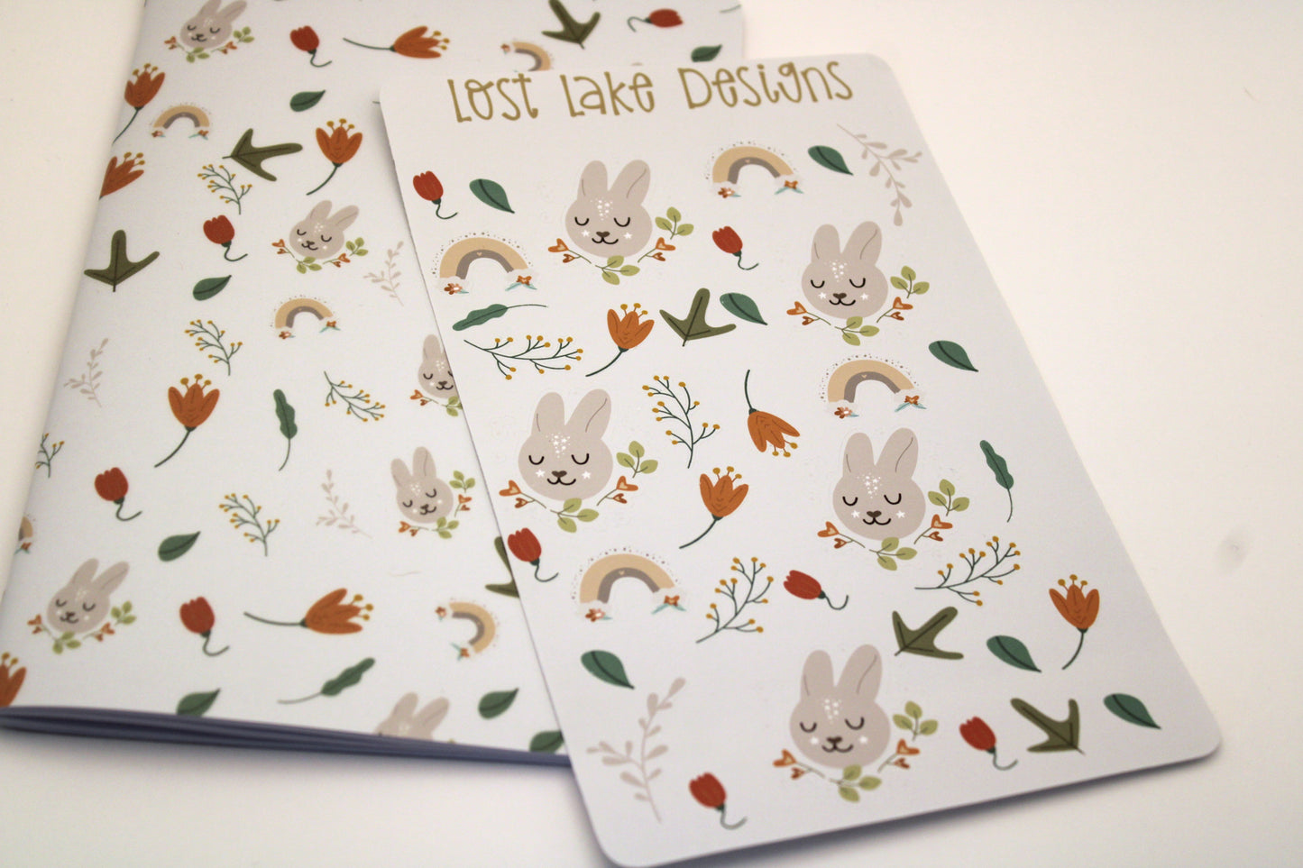 Sweet Spring Bunny Stapled Notebook Notepad Stickers Gift Set