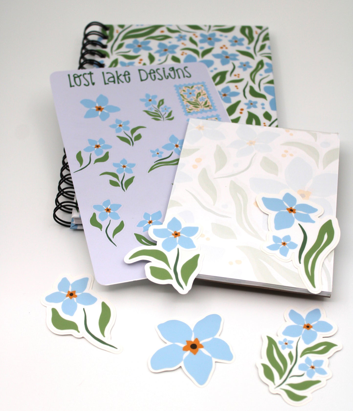 Forget Me Not Spiral Notebook Floral Gift Set