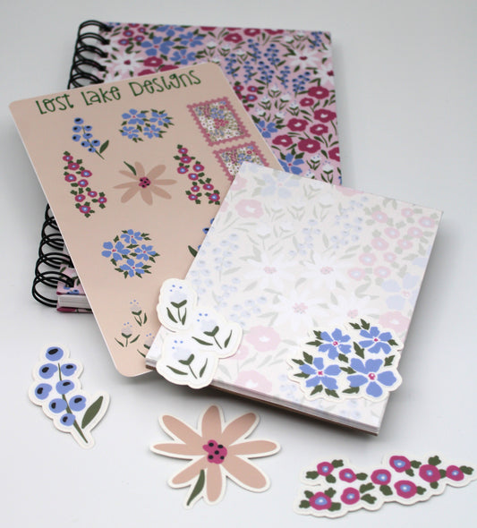 Morning Meadow Spiral Notebook Floral Gift Set