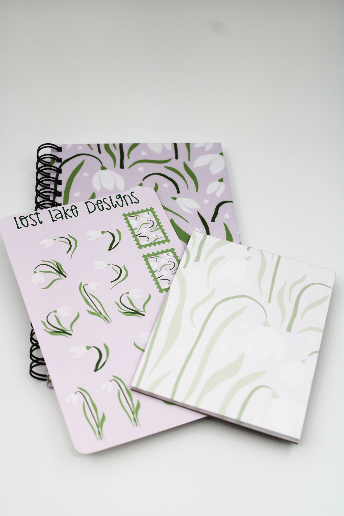 Snowdrop Personalized Spiral Notebook Floral Gift Set