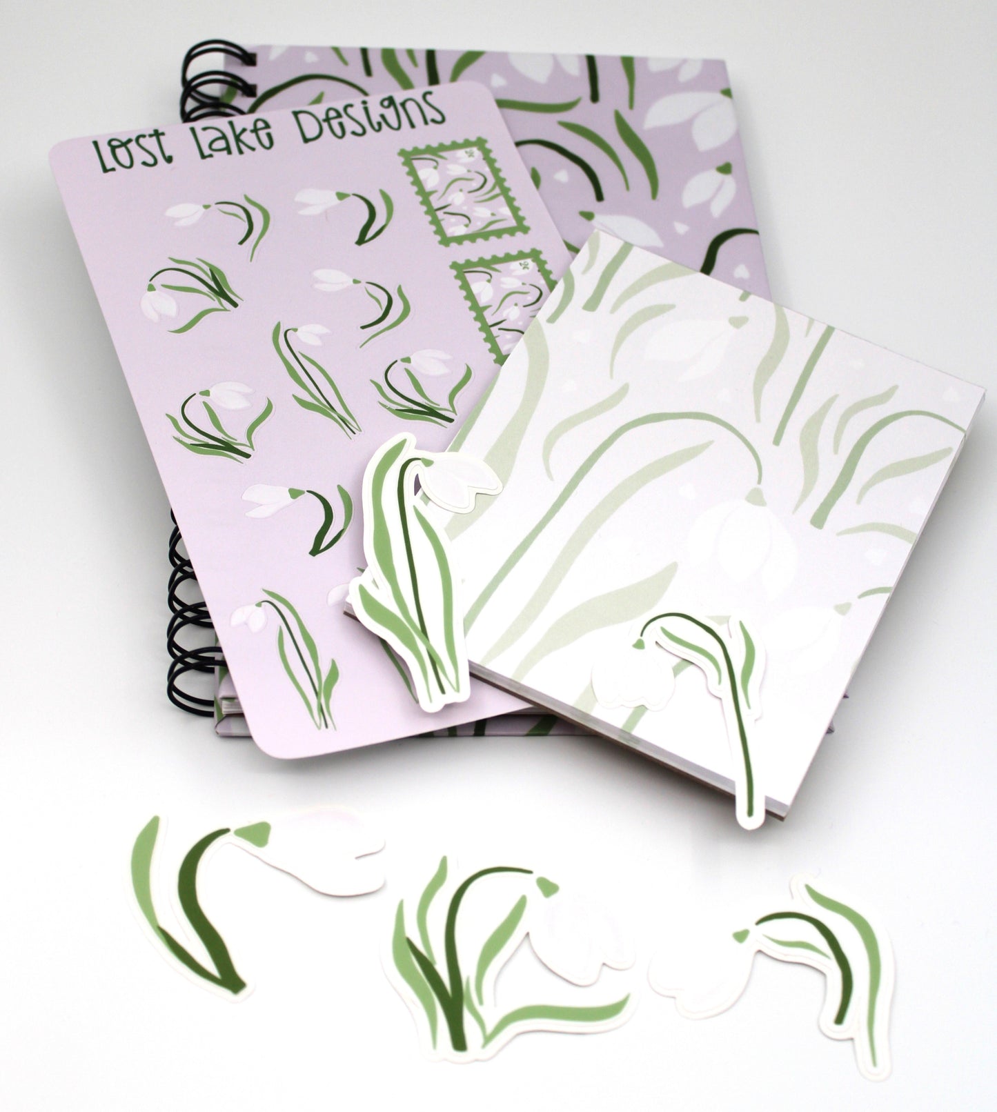 Snowdrop Spiral Notebook Floral Gift Set