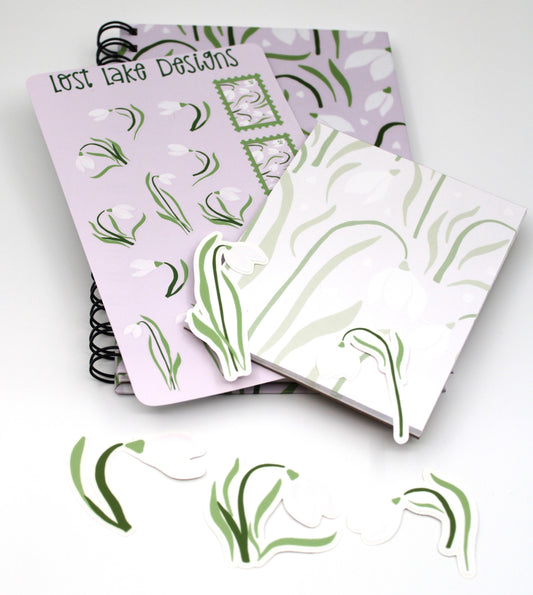 Snowdrop Personalized Spiral Notebook Floral Gift Set