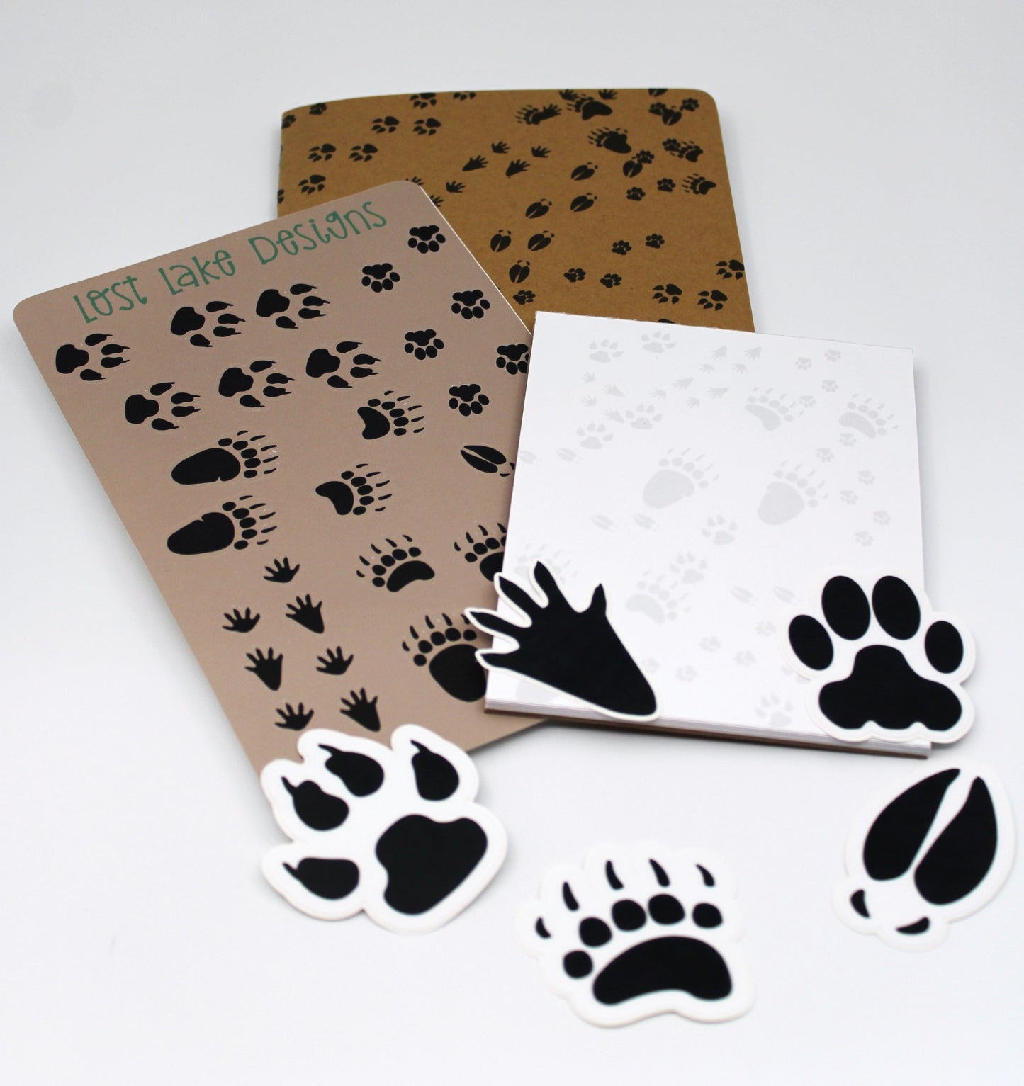 Wildlife Tracks Stapled Notebook Notepad Stickers Gift Set