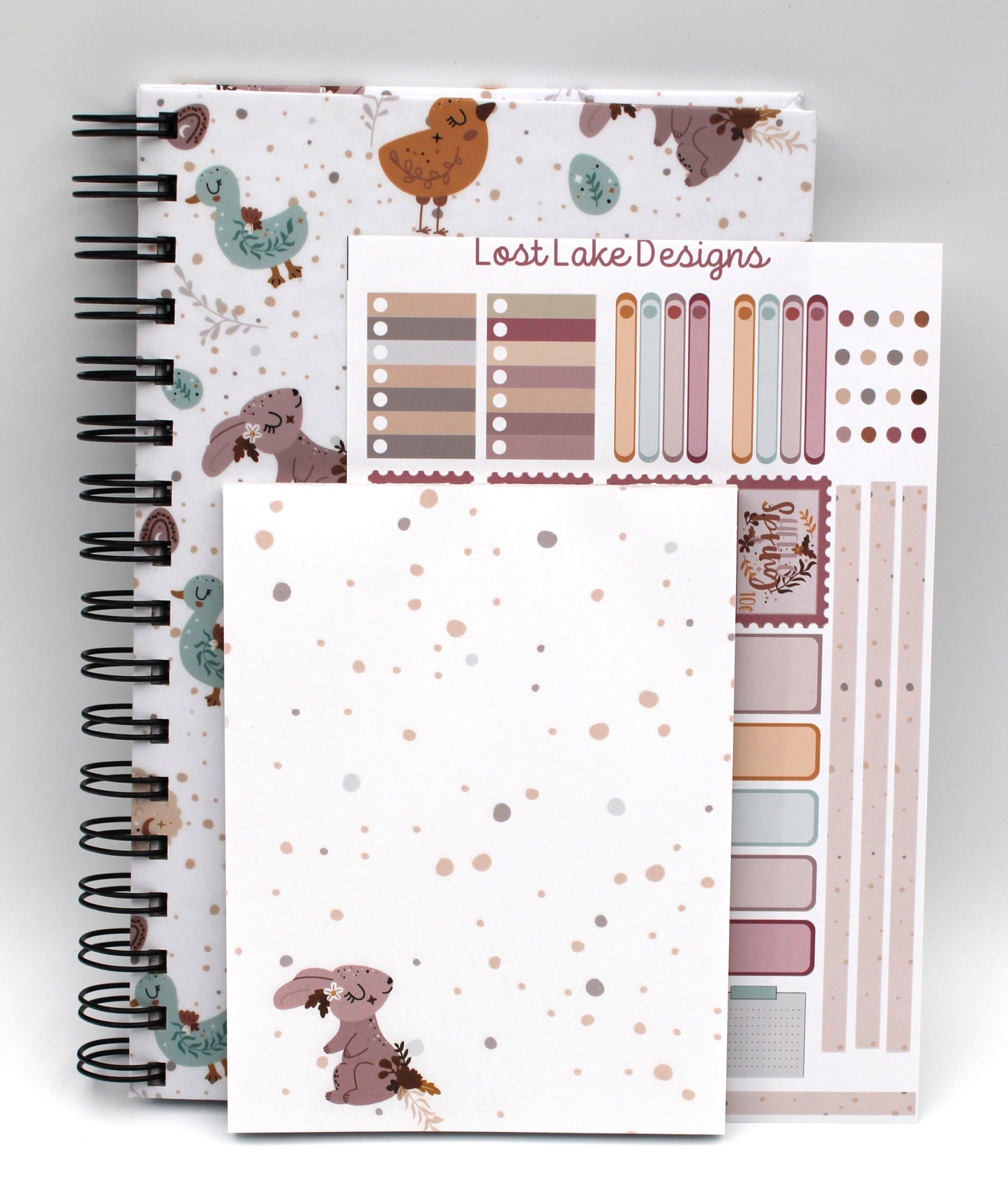 Whimsical Animal Hardcover Notebook Set - Spring Boho Theme - Gift for Friend