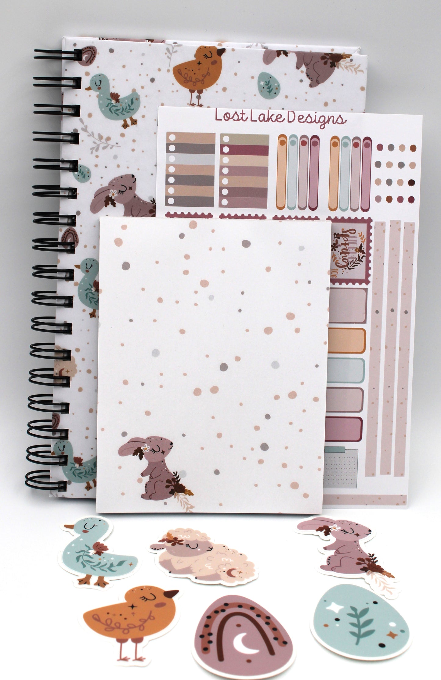 Whimsical Animal Hardcover Notebook Set - Spring Boho Theme - Gift for Friend