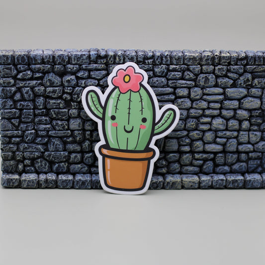 Adorable Flowering Little Cactus Sticker| Potted Succulent Sticker| Potted Cactus Sticker| Kawaii Cactus