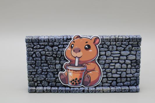 Charming Capybara with Coffee Sticker| Capy Sticker| Cafe| Coffee Lover| Tumbler Sticker| Kindle Sticker| Laptop Sticker| Adhesive Art