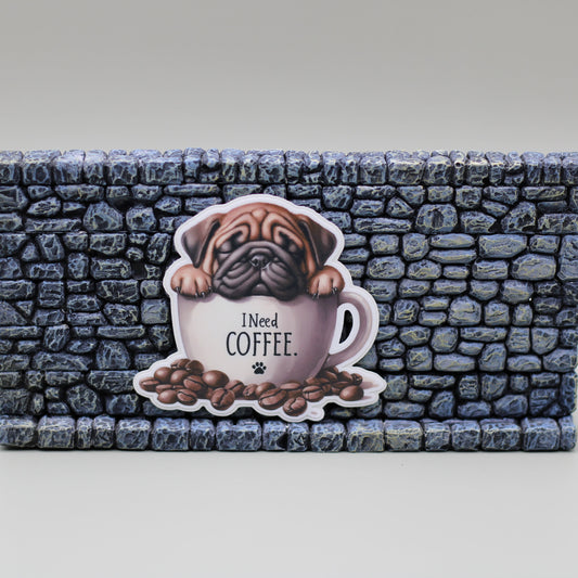 Mastiff Puppy Needs Coffee Sticker| Dog | Coffee Lover| Tumbler Sticker| Kindle Sticker| Laptop Sticker| Adhesive Art