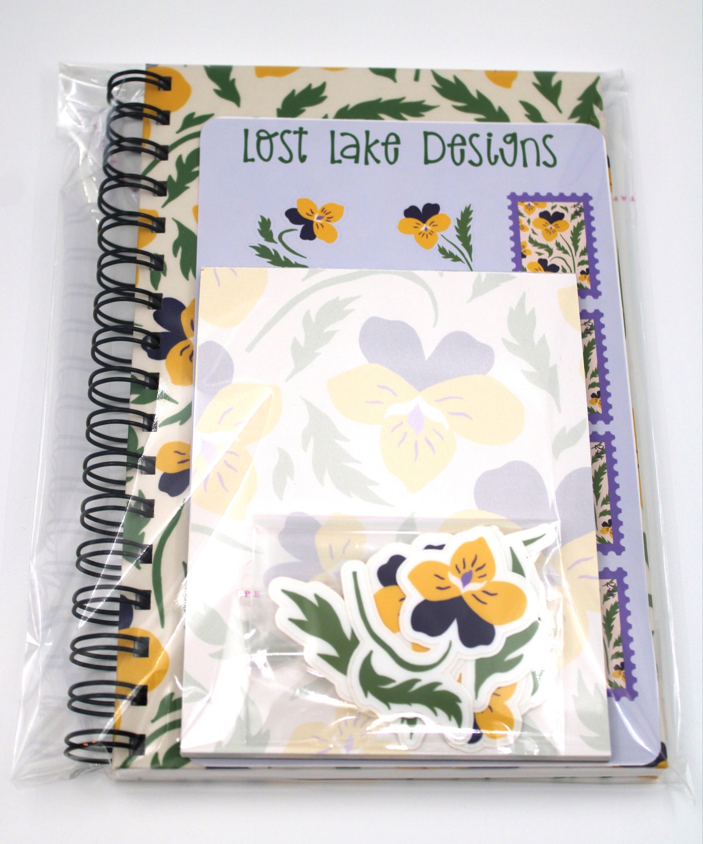 Spring Pansy Spiral Notebook Floral Gift Set