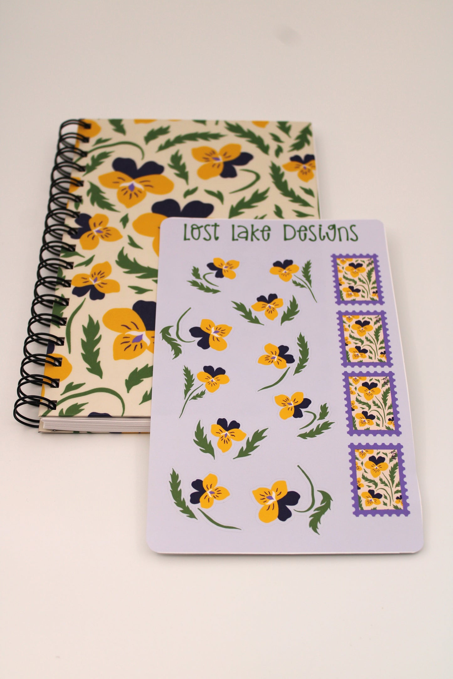 Spring Pansy Spiral Notebook Floral Gift Set