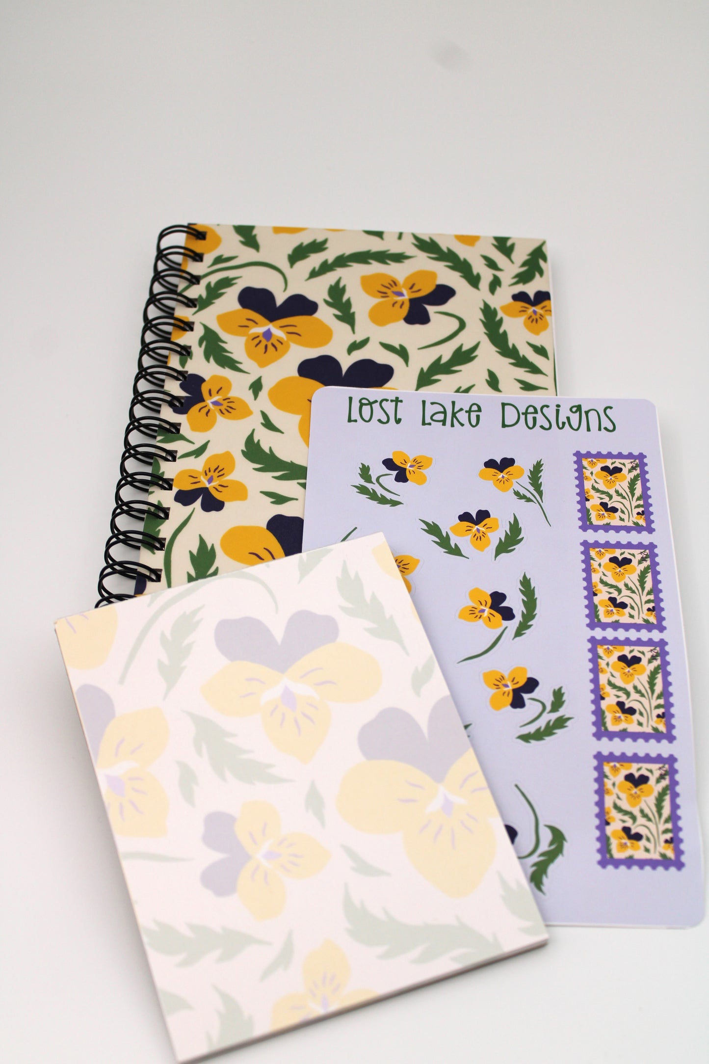 Spring Pansy Spiral Notebook Floral Gift Set