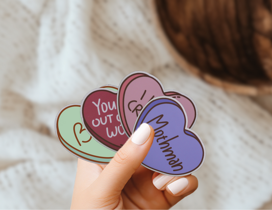 Candy Cryptid Conversation Heart Valentines Vinyl Sticker Gift